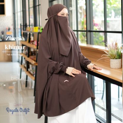 Hijab Khimar Terbaru Zhenia - brown