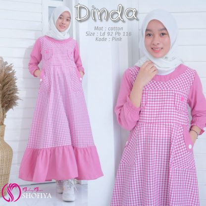 Gamis anak perempuan terbaru dress remaja Dinda Ori Ggs Pink